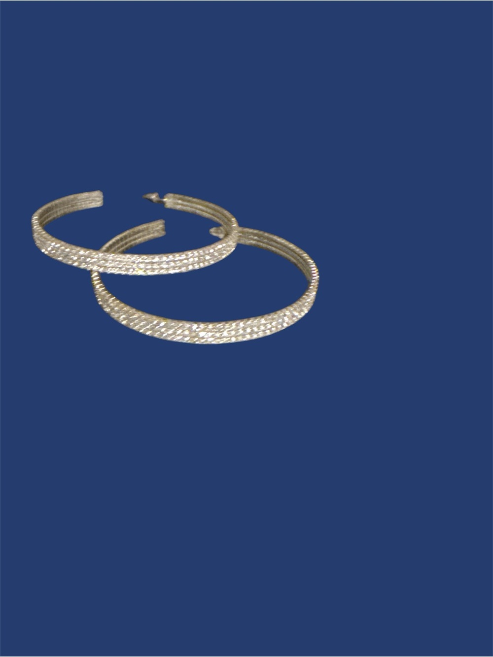 Silver-Tone Textured Rhinestone Hoop Earrings - Women Jewelry